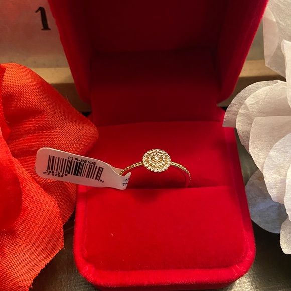 New Pandora Elegant sparkle 14k solid gold cz ring size 8.5 - Picture 3 of 5